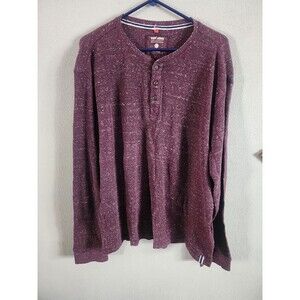 Ruff Hewn Mens Waffle Knit Thermal Henley Shirt Long Sleeve Heather Maroon XXL